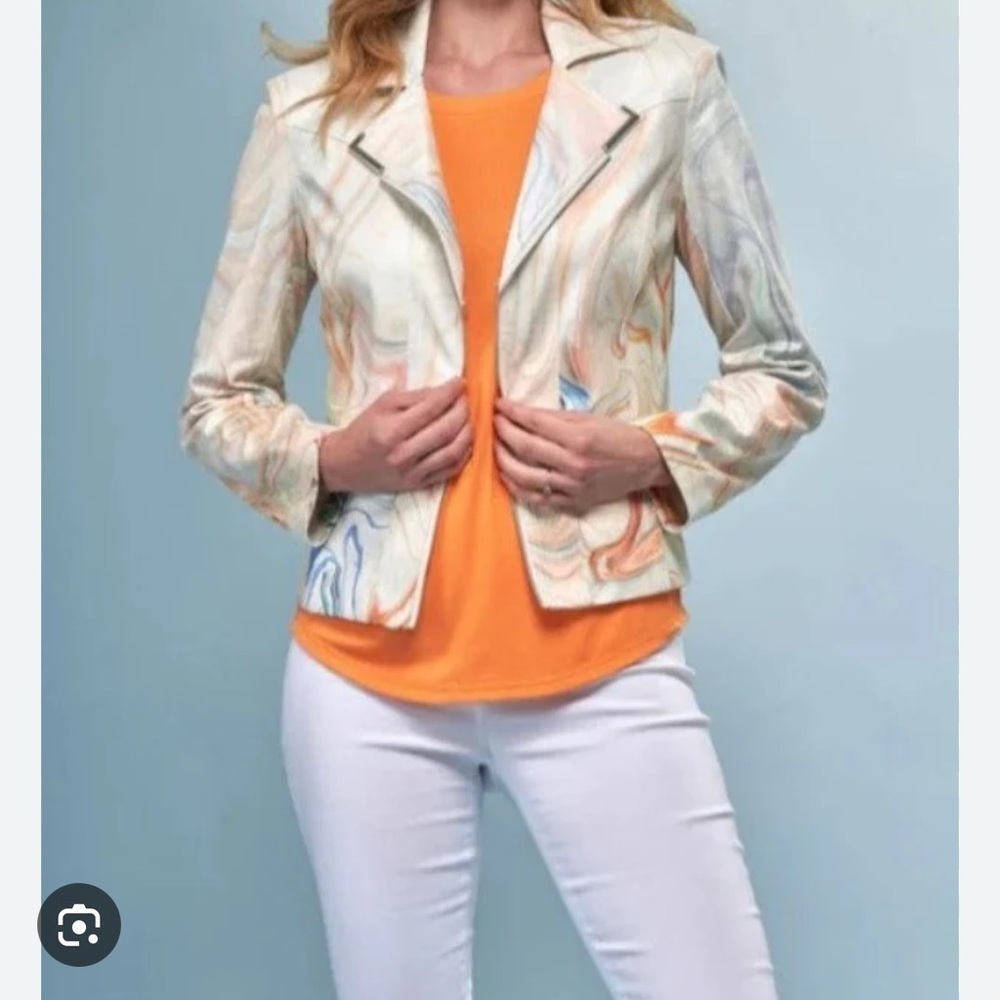 Lena Gabrielle  Faux Vegan Metallic Leather Moto Jacket in Liquid platinum